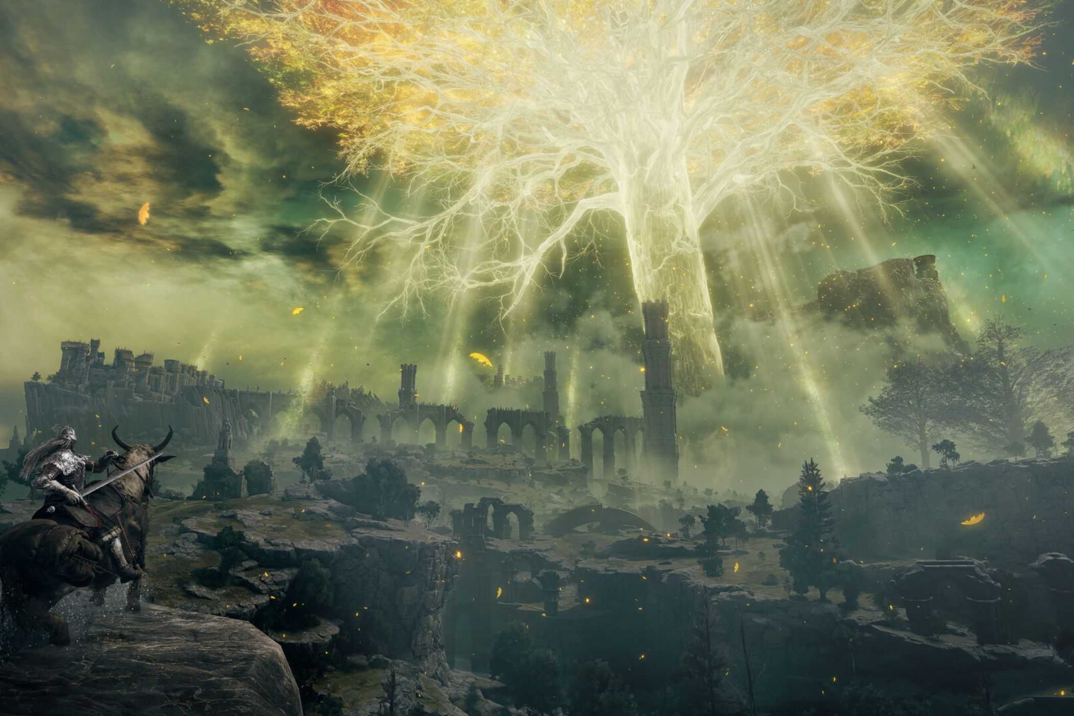 Elden Ring knight looking at Erdtree