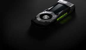 An Nvidia graphics cards on a black background
