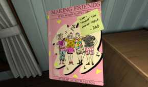 An image from the game Gone Home, showing a pink-covered book.