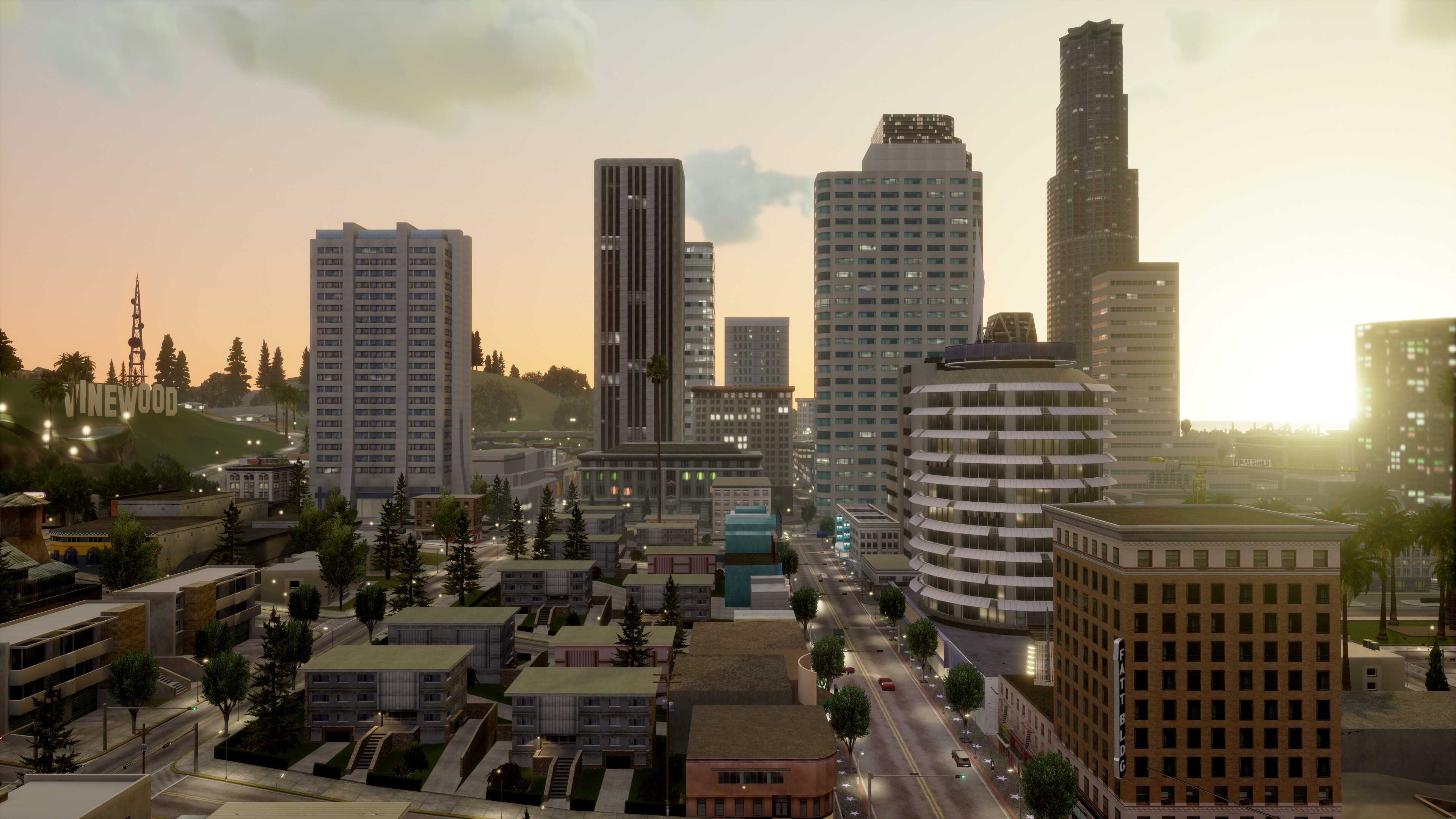 A screenshot from the game "GTA San Andreas: Definitive Edition", showing the in-game city.