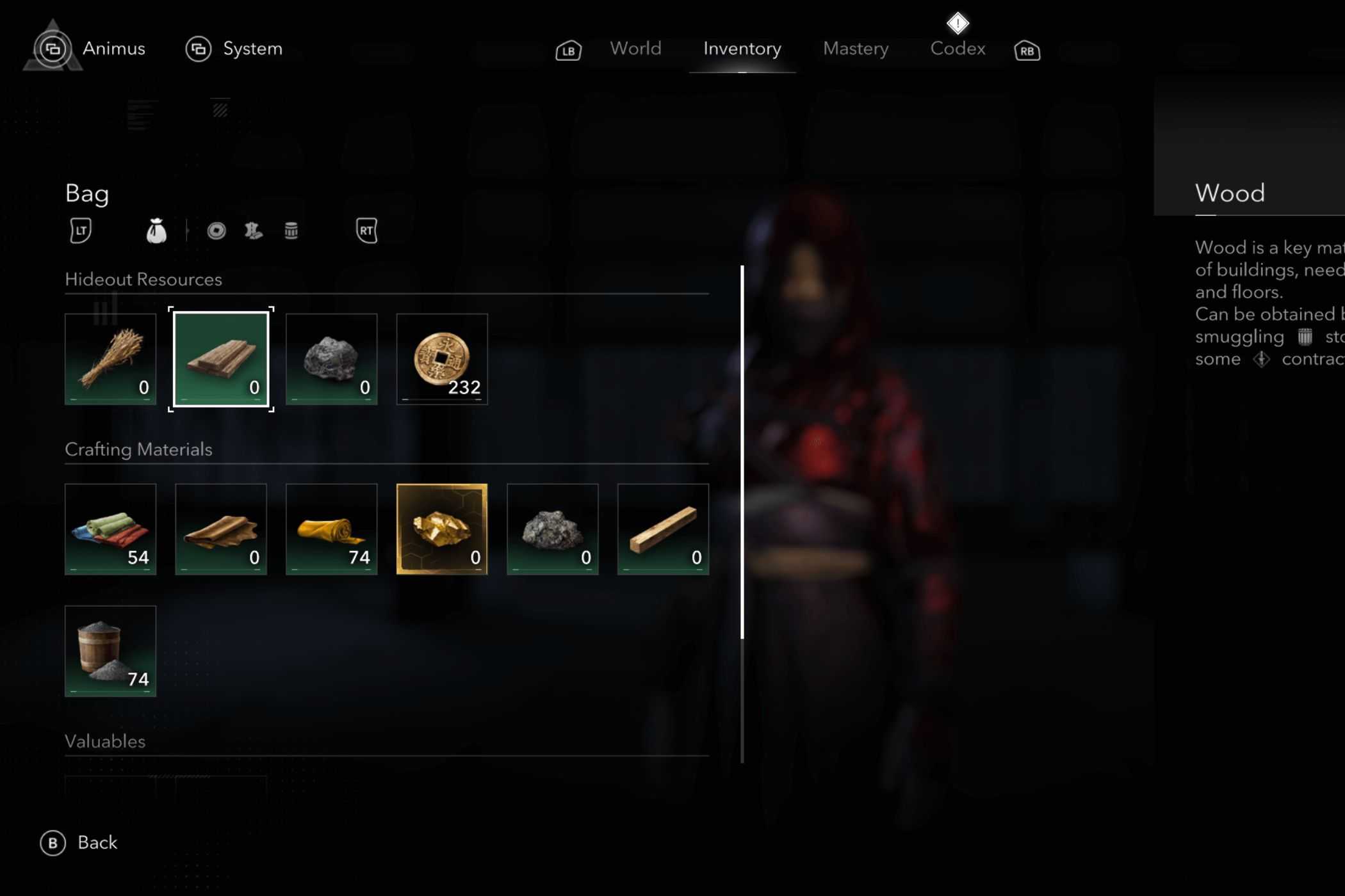 Assassin's Creed Shadows Naoe inventory menu
