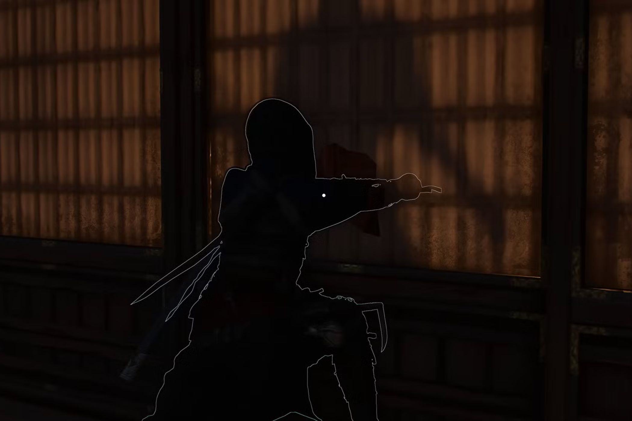 Assassin's Creed Shadows Naoe stabbing enemy through wall