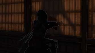 Assassin's Creed Shadows Naoe stabbing enemy through wall