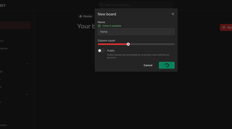 Home dashboard options