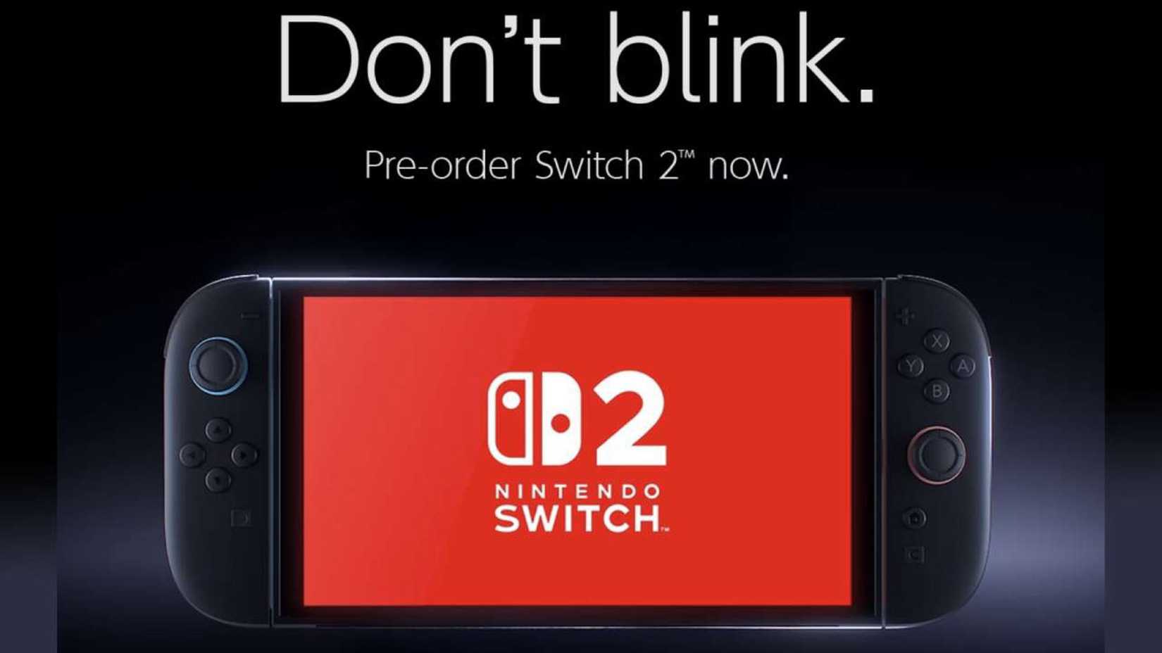 Promo image of GameStop telling people to preorder Switch 2
