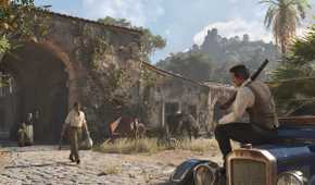 An image from the game Mafia: The Old Country, showing an Italian background with a man sitting atop a vintage car as another man walks towards him, with a couple crying in the background.