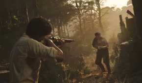 An image from the game Mafia: The Old Country, showing a man aiming a rifle.