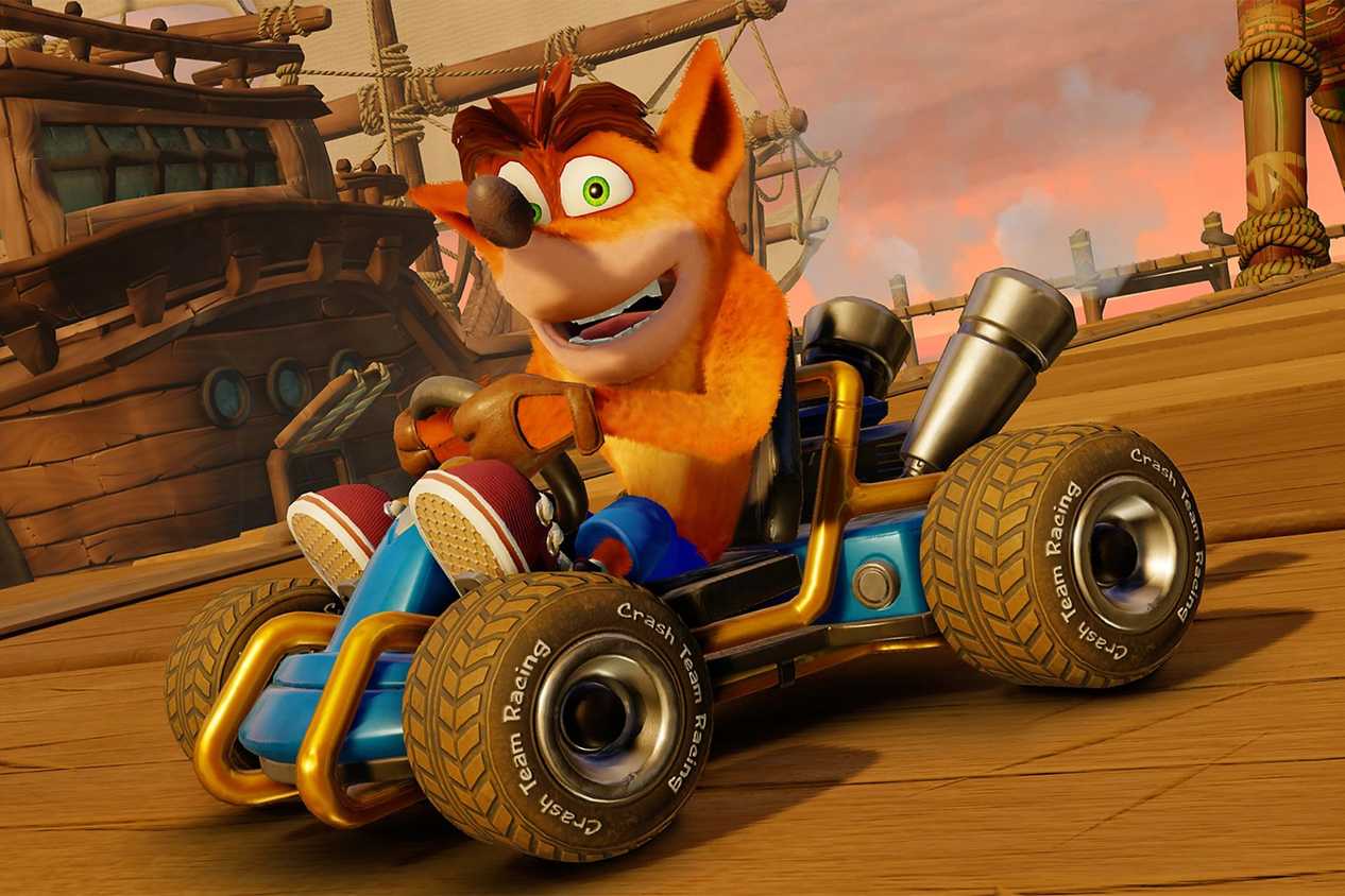 Crash Team Racing crash driving on pier