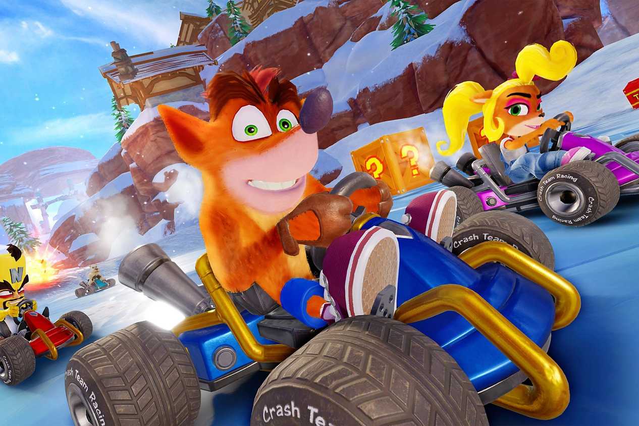 Crash Team Racing racing driving in snow