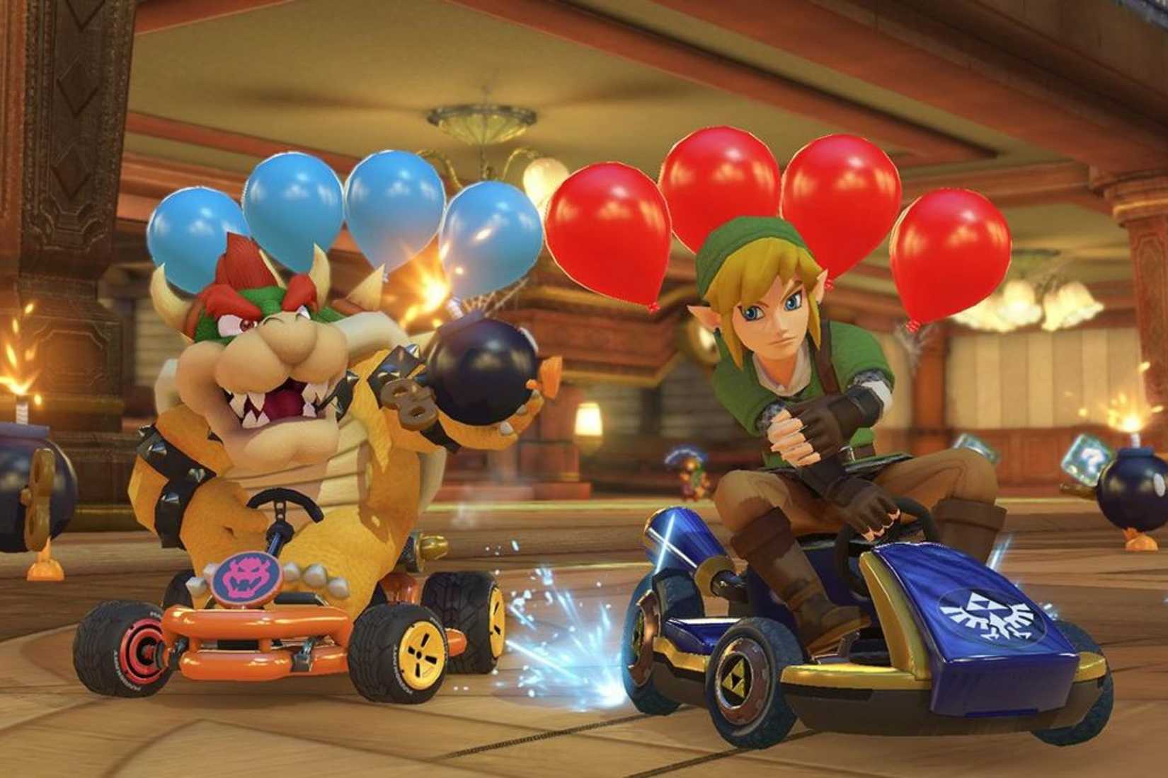 Mario Kart 8 Link and Bowser racing