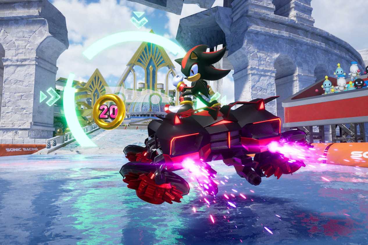 Sonic Racing Crossworlds shadow driving on water