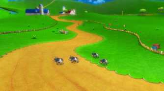 Mario Kart Moo Moo Farm Cows crossing
