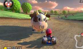 Mario Kart 8 Mario in front of Moo Moo