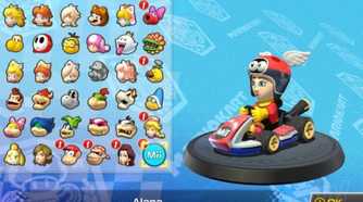 Mario Kart 8 Mii character wearing Para Biddy helmet