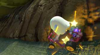 Mario Kart World Peepa jumping on track