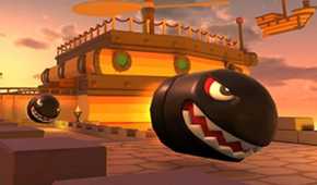 Mario Kart Airship Fortress remaster bullet bill closeup