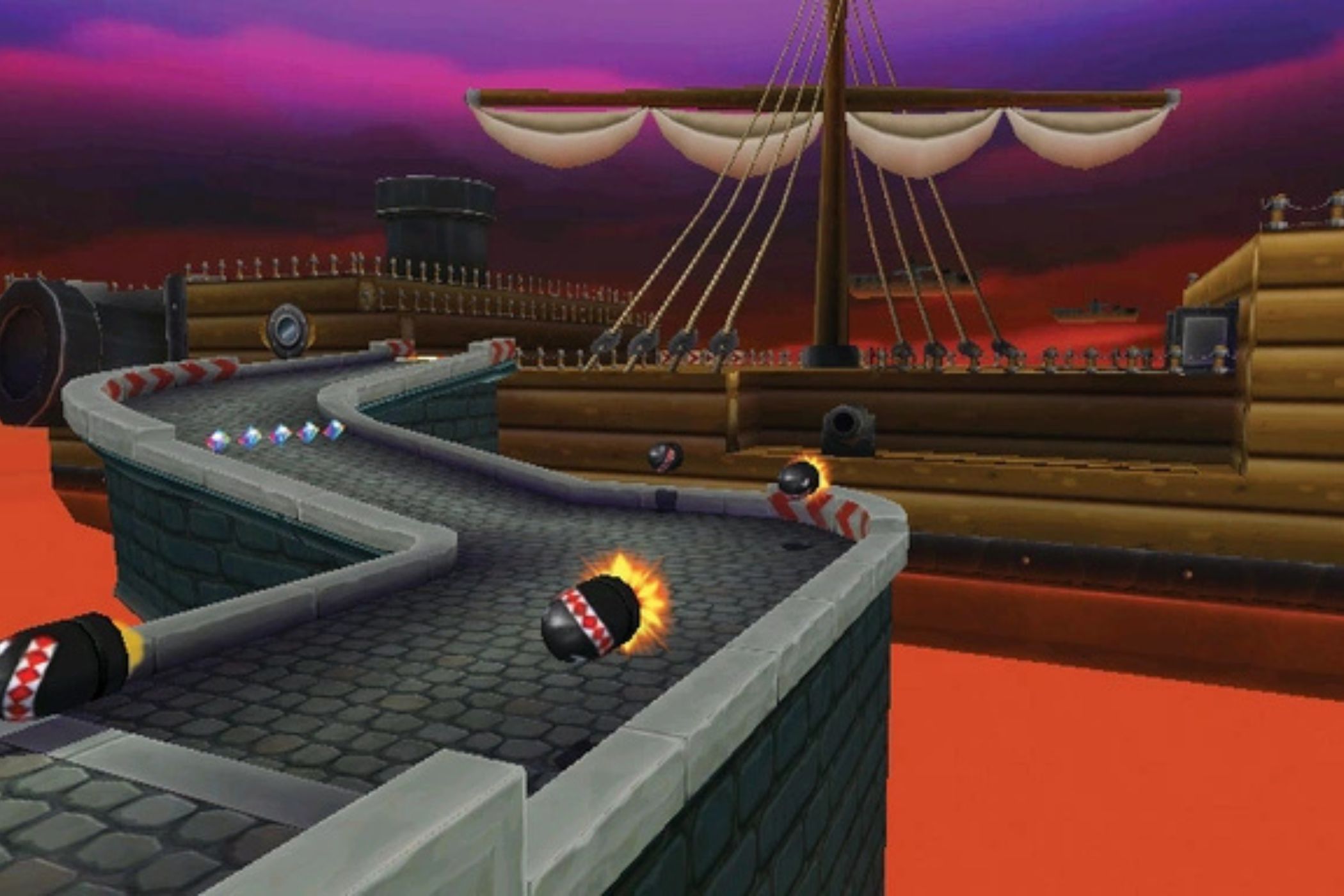 Mario Kart Airship Fortress track leadup with bullet bills
