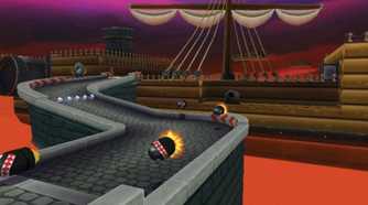 Mario Kart Airship Fortress track leadup with bullet bills