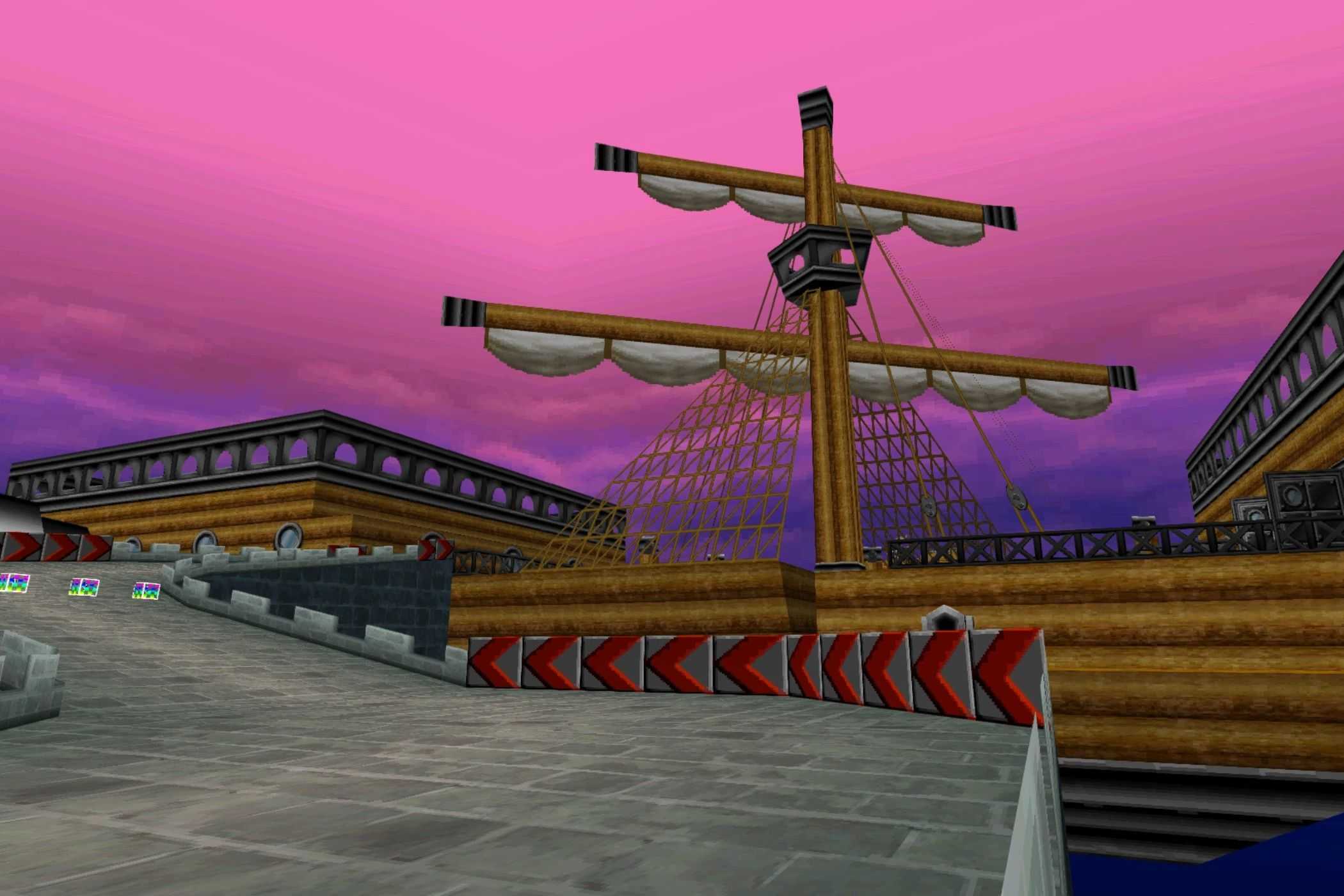 Mario Kart Airship Fortress track ship closeup