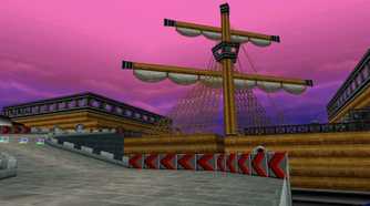 Mario Kart Airship Fortress track ship closeup