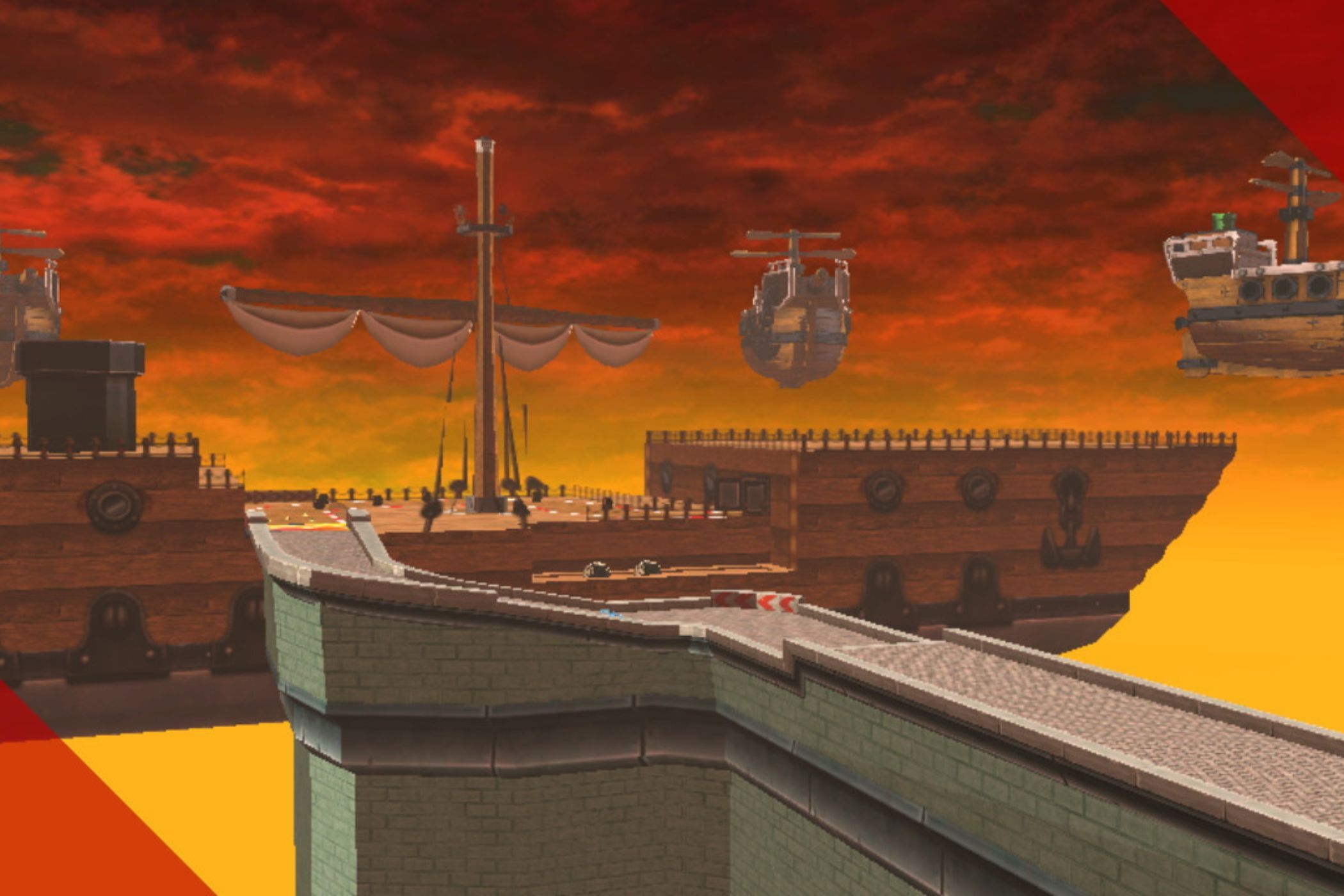 Mario Kart Airship Fortress track ship far away