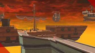 Mario Kart Airship Fortress track ship far away