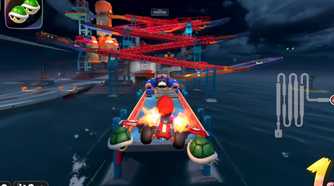 Mario Kart World Mario starting DK Spaceport track
