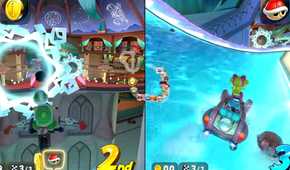 Mario Kart World Starview Peak Koopa and Peach driving in interior of observatory