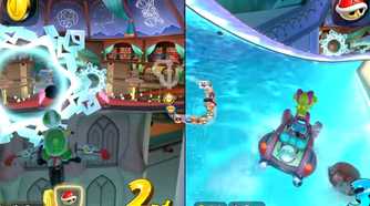 Mario Kart World Starview Peak Koopa and Peach driving in interior of observatory