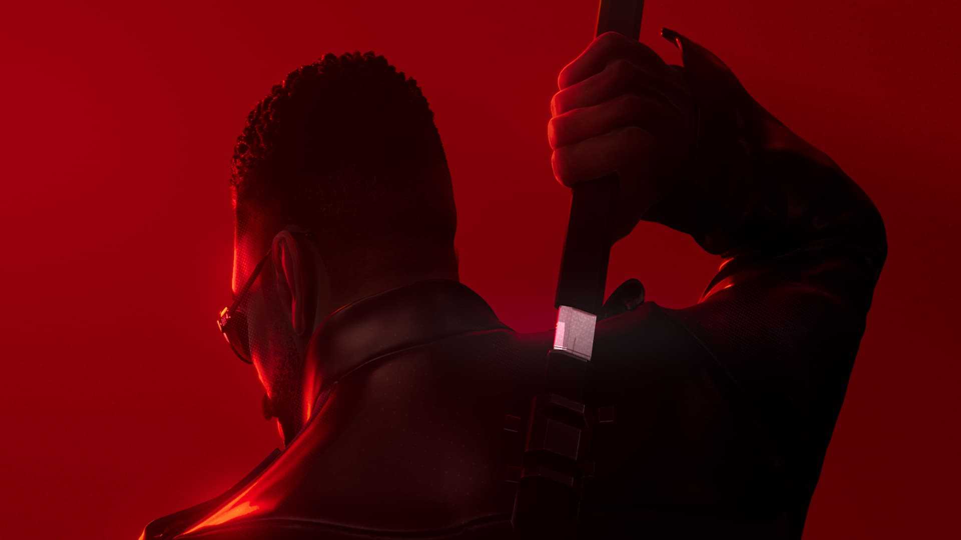 A look at the back of Blade, pulling out his sword.