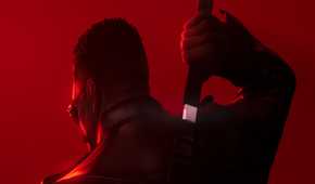 A look at the back of Blade, pulling out his sword.