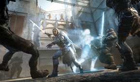 An image from Middle-Earth: Shadow of Mordor, showing the protagonist using their abilities in combat.