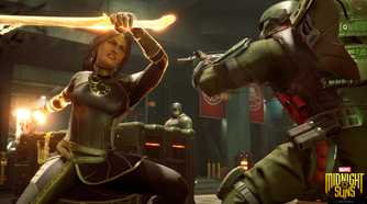 The Hunter attacking a Hydra soldier in Midnight Suns.