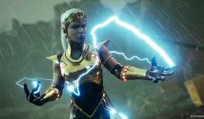 Storm using her powers in Marvel's Midnight Suns.