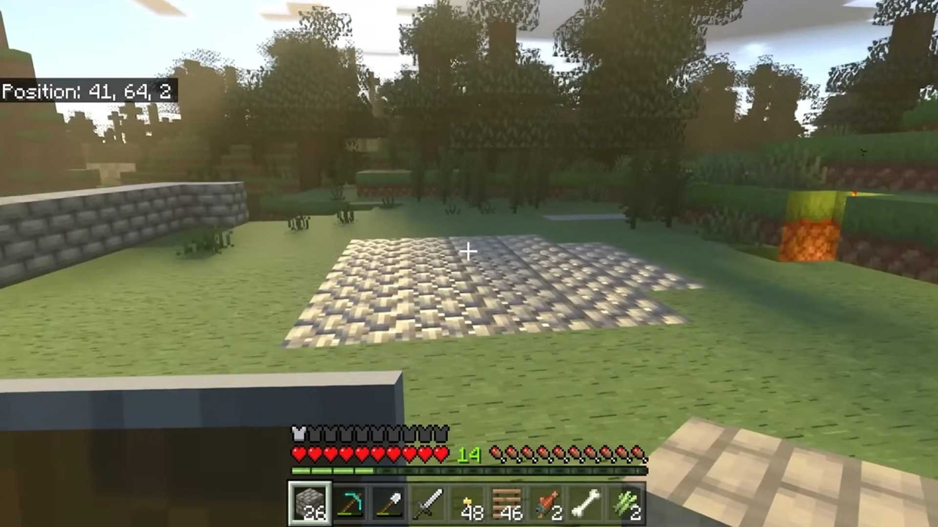 A screenshot of gameplay of Minecraft