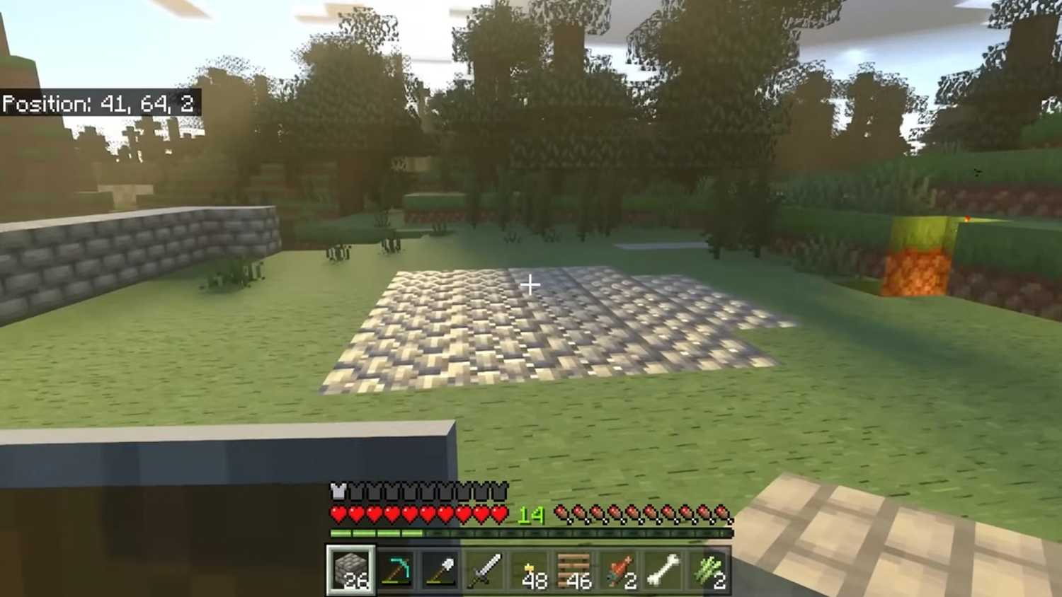 A screenshot of gameplay of Minecraft