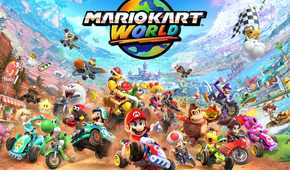 Mario Kart World cover art with racers