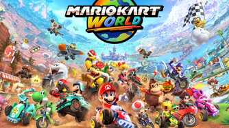 Mario Kart World cover art with racers