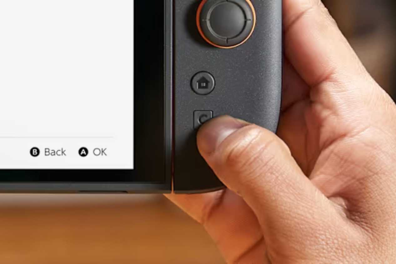 Nintendo Switch 2 system closeup on C button