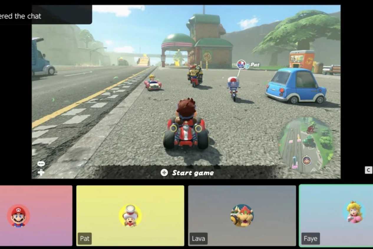 Nintendo Switch 2 game chat playing Mario Kart