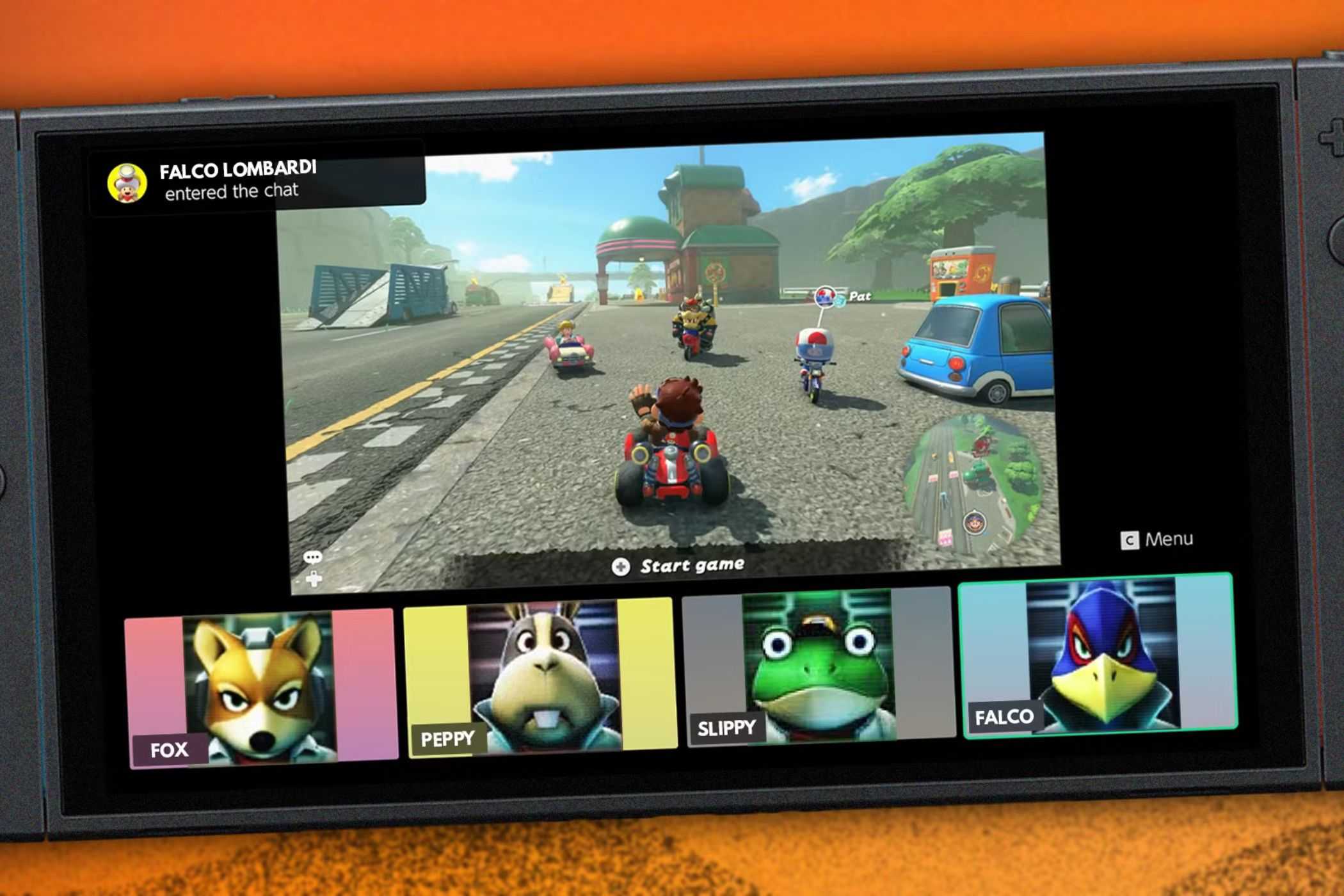 Nintendo Switch 2 closeup of gamechat in handheld mode