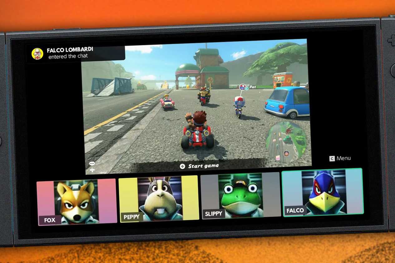 Nintendo Switch 2 closeup of gamechat in handheld mode