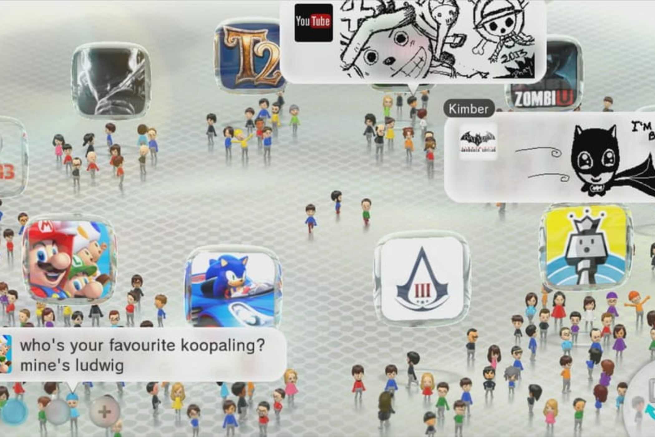 Nintendo Miiverse plaza with games