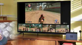 Nintendo Switch 2 system and camera playing Mario Kart World