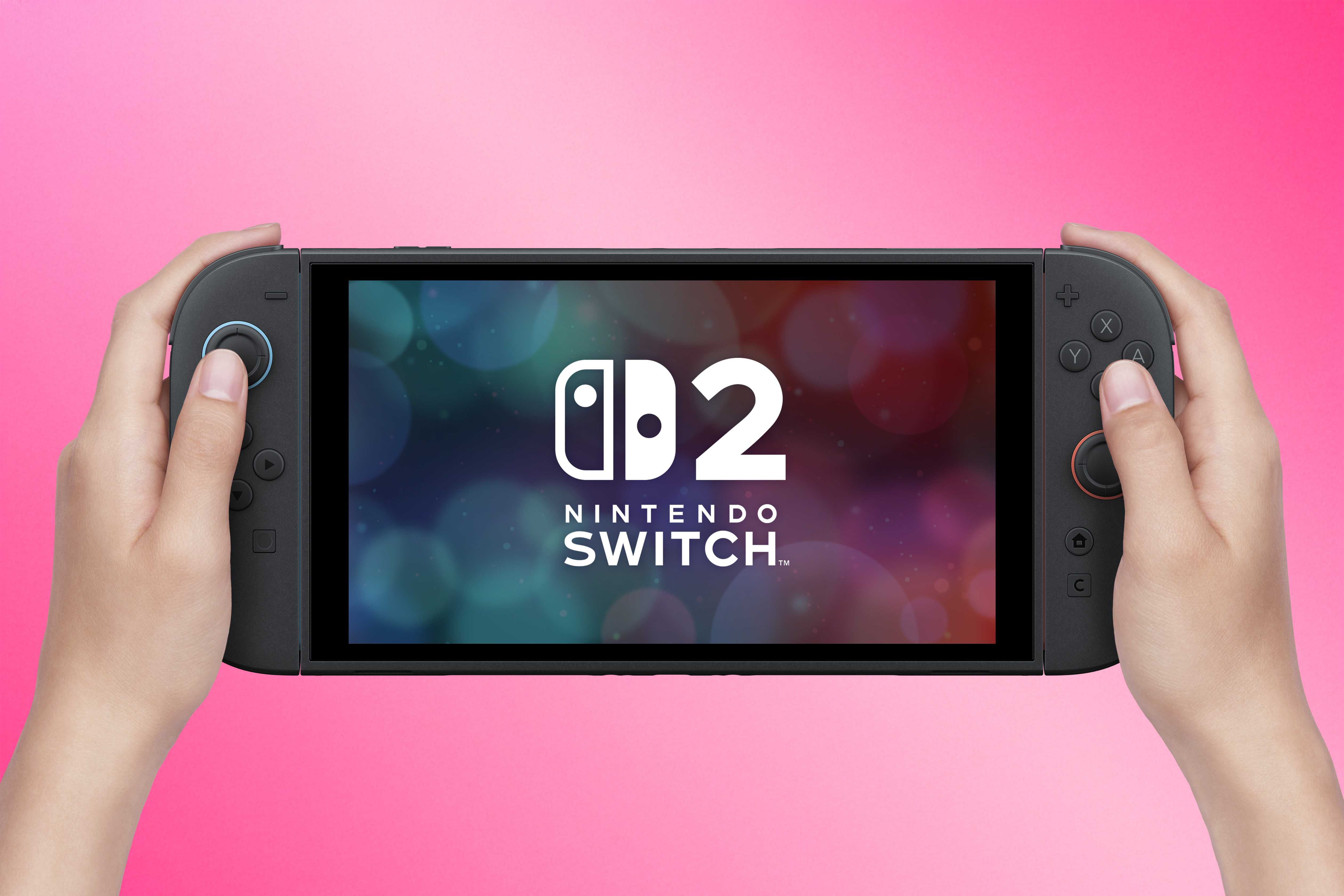 A Nintendo Switch 2 held in someone's hands