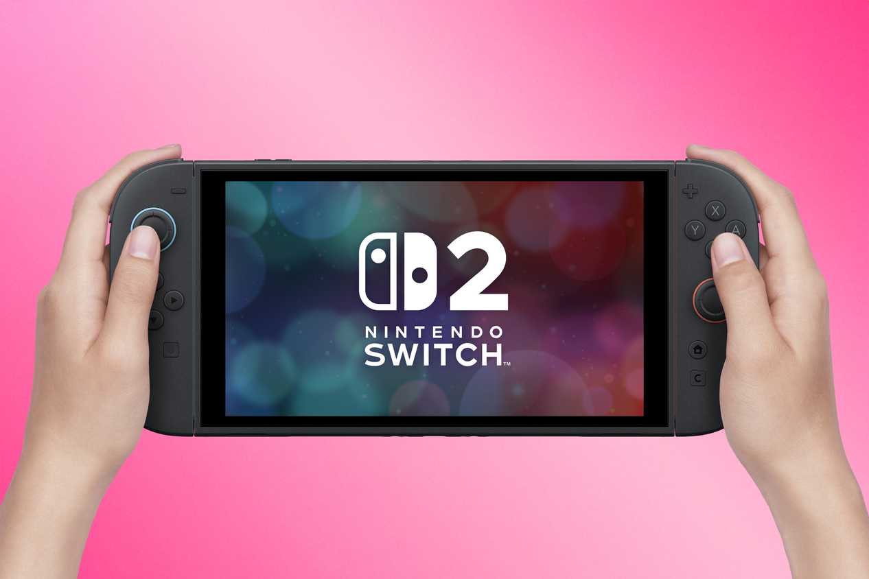 A Nintendo Switch 2 held in someone's hands