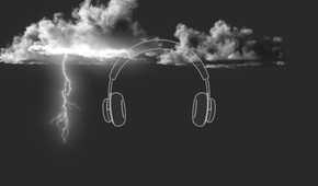3D audio headphones sketch with thundercloud