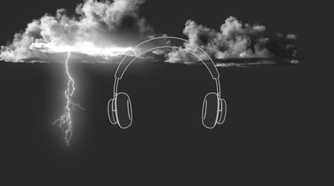 3D audio headphones sketch with thundercloud
