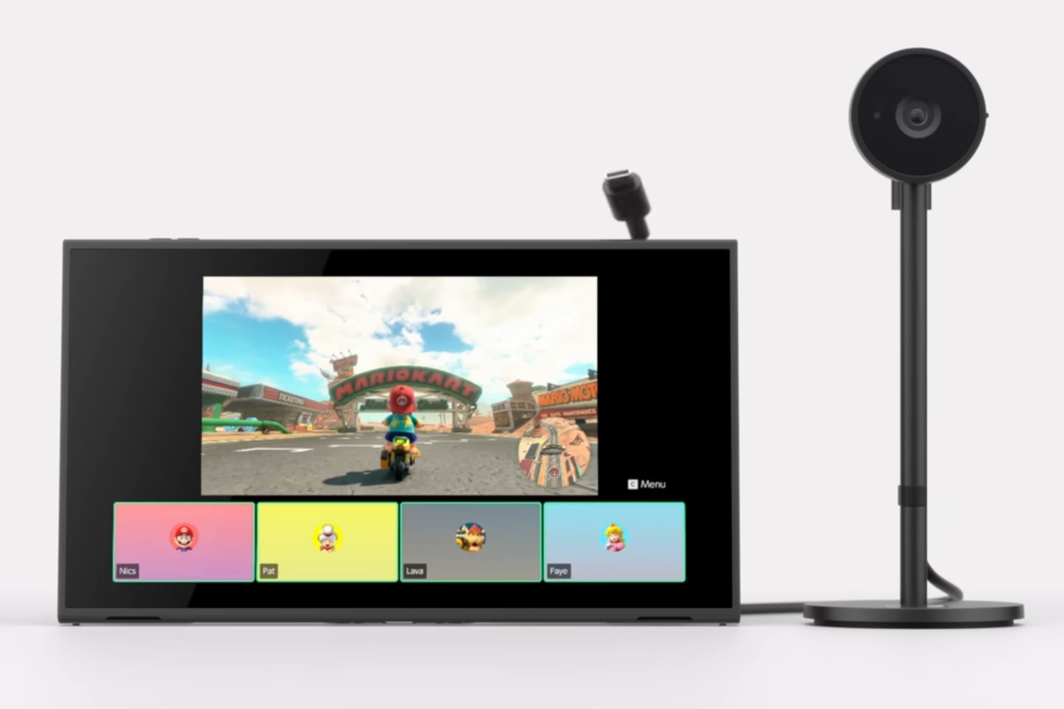 Nintendo Switch 2 system showcasing gamechat with camera