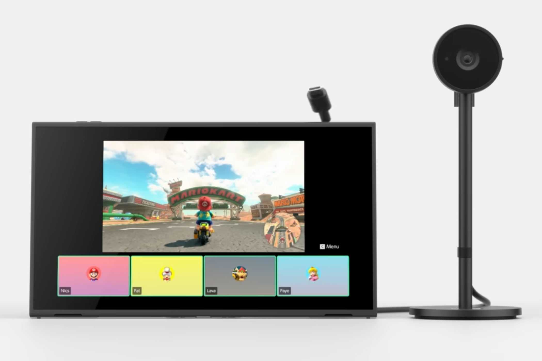 Nintendo Switch 2 system showcasing gamechat with camera
